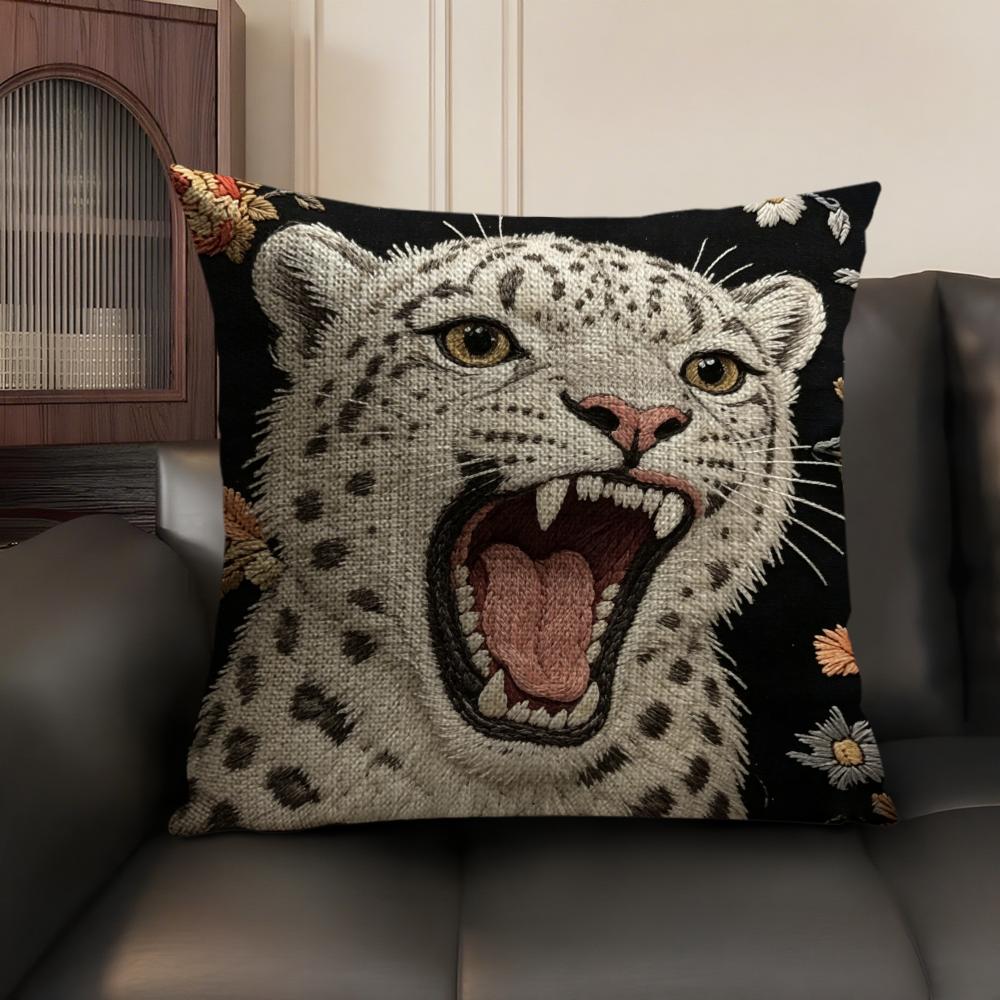 2D Scream Animals Retro Cushion Cover Natural Linen Organic Fabric Double-Sided Printing Sofa Home Decor Gift Pillow Case