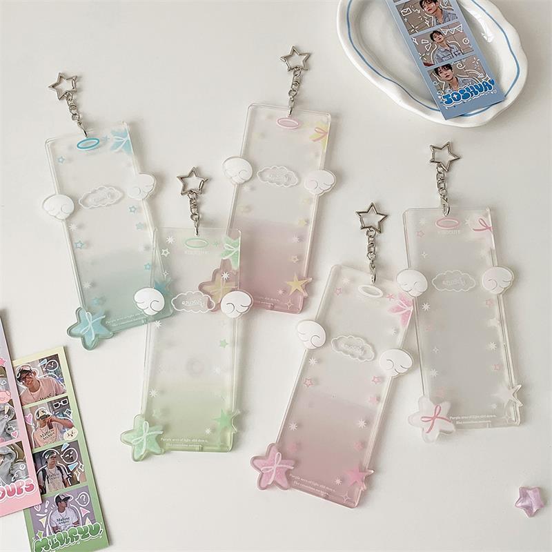 Cute Acrylic Idol Po Card Holder Star Four-Compartment Pocard Holder Storage Card Display Protect Pendant Diy Decor Gifts