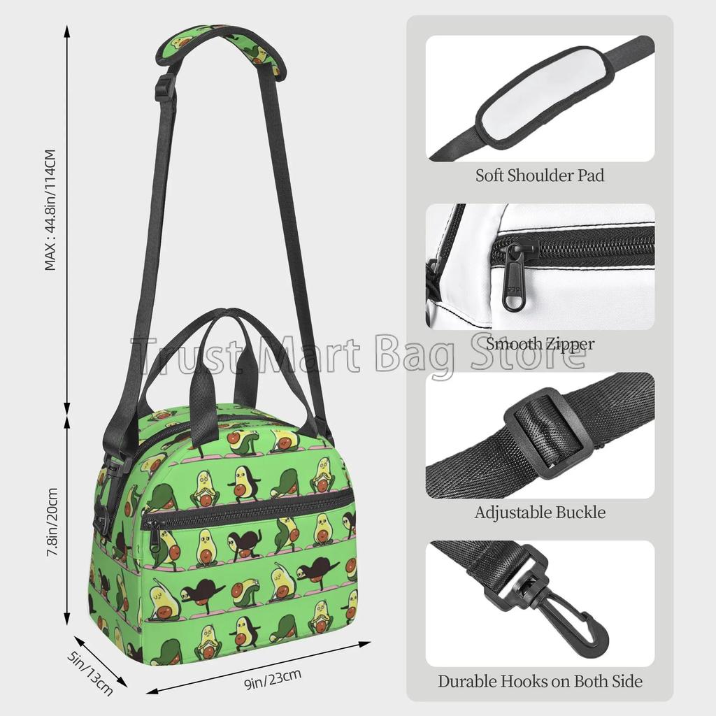 Süße Avocado-Print Isolierte Lunchtasche Wiederverwendbare Thermische Lunchbox für Damen Herren Wasserdichte Kühltasche für Picknick Schule Arbeit