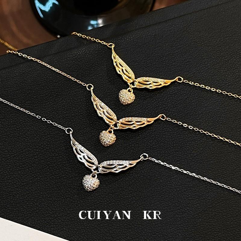 Womens Heart Wings Necklace Clavicle Chain Ins Style Fashion Jewelry