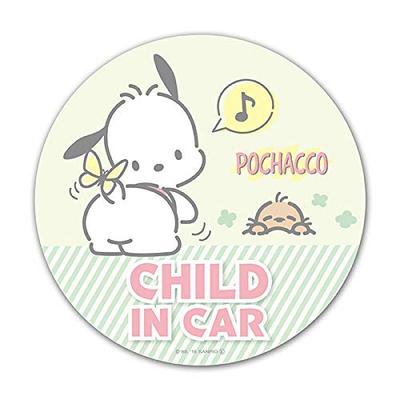 Pochacco Magnetic Sticker Standard Design [CHILD IN CAR] CHILD Round Shape 5.9 Inches (15 Cm)