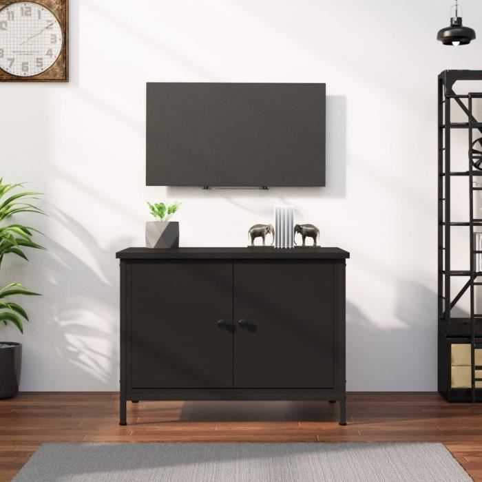 VidaXL Meuble TV avec portes noir 60x35x45 cm bois d'ingénierie 826295