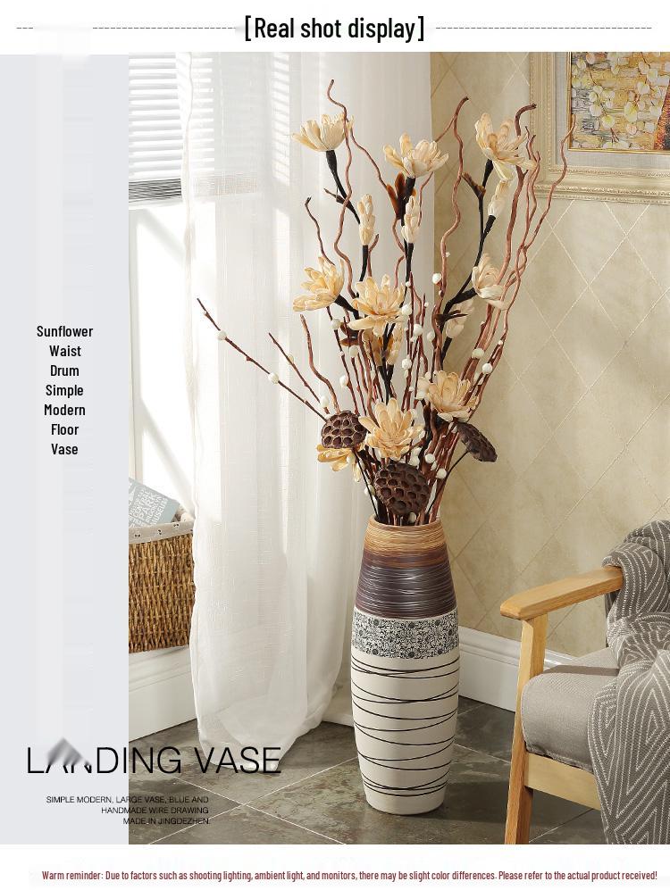 Large Modern Jingdezhen Ceramic Floor Vase for Flower Arrangements and Dried Flowers