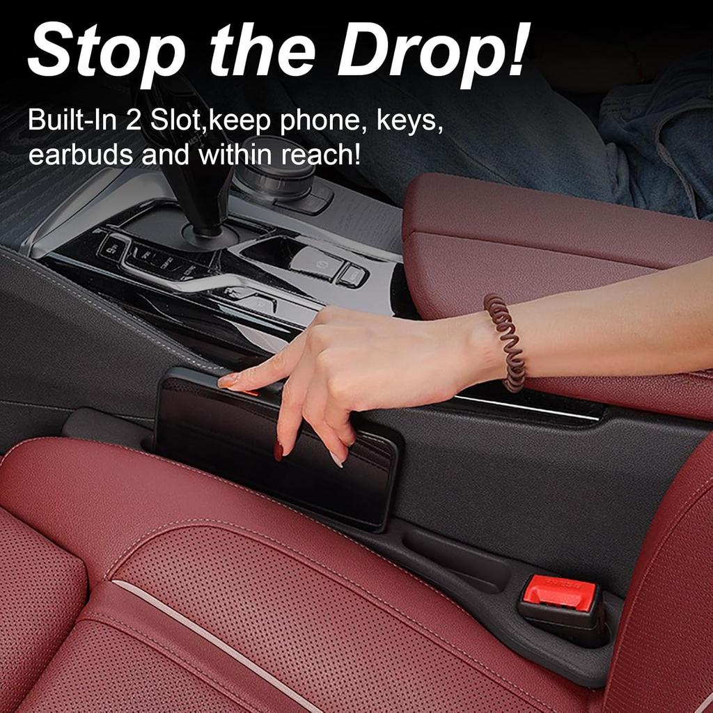 Car Seat Gap Filler Set Of 2, Multifunctional Seat Side Gap Seam Filler Organizer With Phone Holder, Universal Fit Fill The Gap Between Seat &