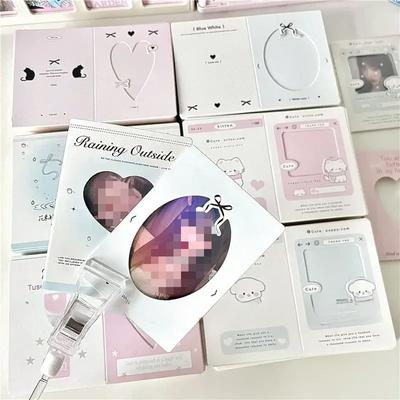 30Pcs INS Aesthetics Cute Dog Cat Hollow Window Folding Back Card Kpop 3 Inch Photocard DIY Decor Packing Fixed Cardboard