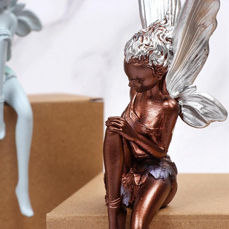 Sculptură cu zână de flori Grădină Amenajare peisagistică Statuie așezată în curte Ornament de artă în aer liber Înger Fată Figurine Decorare artizanală