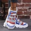 Autumn Prints Platform Sneakers for Women Plus Size Breathable Mesh White Sneakers Woman Slip On Thickbottom Vulcanized Shoes