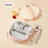 WORTHBUY Cute 304 Stainless Steel Divided Lunch Box With Cutlery Heatable Large Capacity Sealed Food Container Set For Student