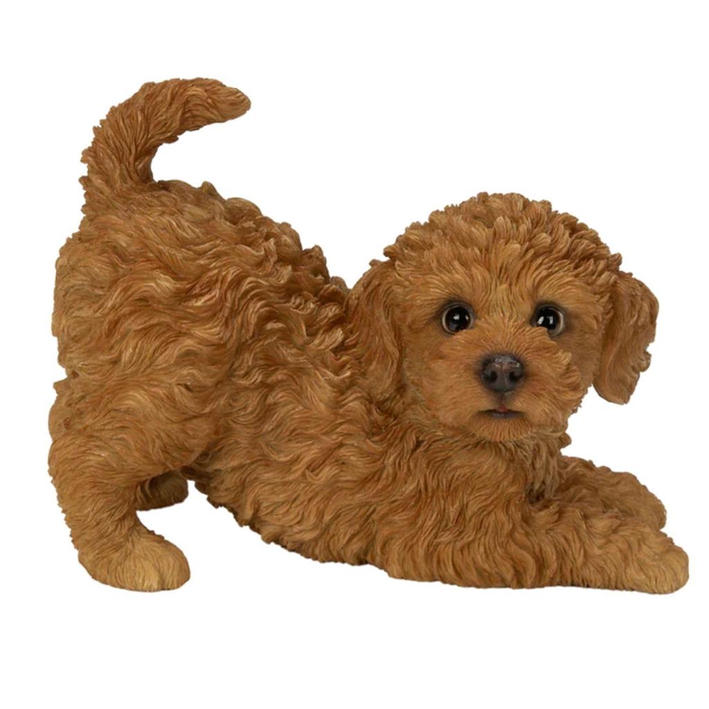 Ubia Playful Toy Poodle, Red, 20.5 x 11.8 x 14.5 cm, Doll Figurine, Animal Ornament, Garden Decoration, Realistic, Cute Dog, H24165-1