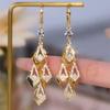 Super Glitzernde Rhombus Zirkon Goldene Quastenohrringe Für Damen Mode Personalisiertes Tägliches Accessoire Party Schmuck Geburtstagsgeschenk