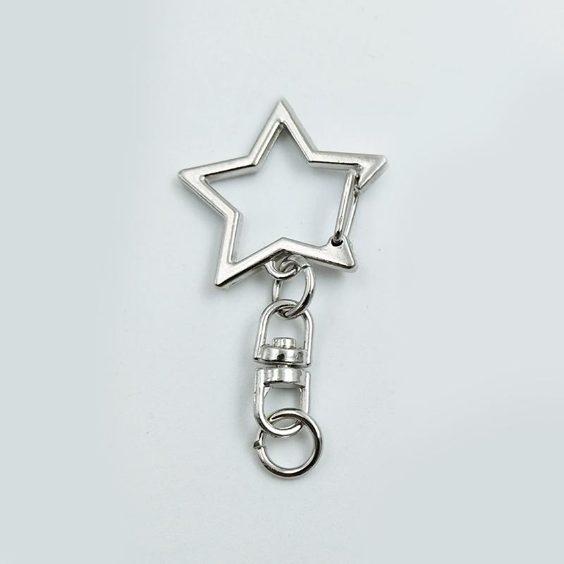 20 ks Klip na klíče ve tvaru hvězdy s pružinovým uzávěrem a řetízkem, závěsná přezka, otevřený spojovací kroužek a kovová otočná karabina pro DIY výrobu šperků