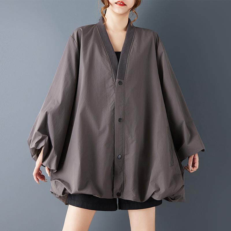 DIMANAF 2025 Plus Size Autumn Winter Women Trench Coat Long Sleeve Jackets Casual Loose Outerwear