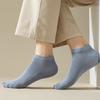 5 Pairs of Men's Summer Thin Style All Match Pure Color Antibacterial Breathable Pure Cotton Short Boat Socks