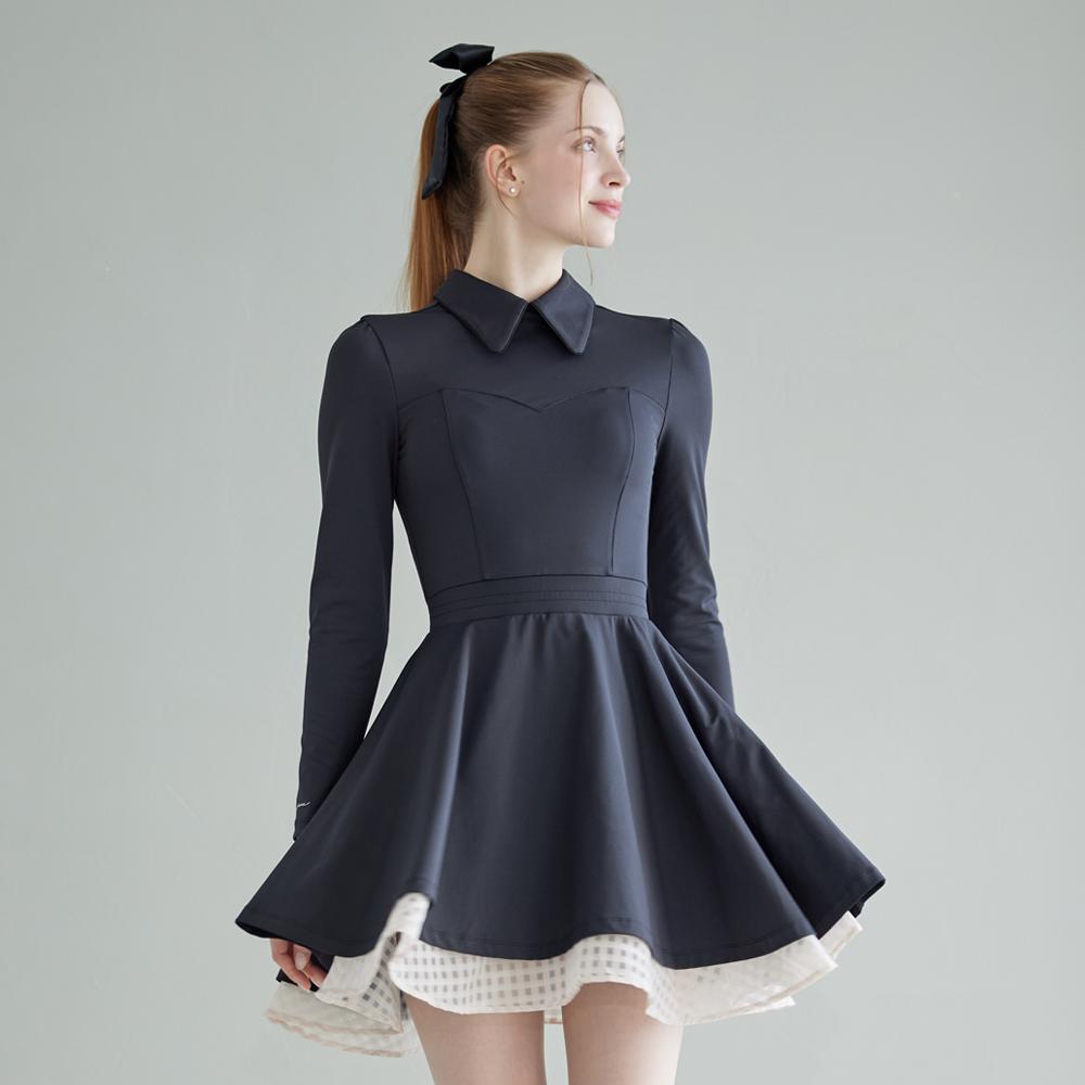 J Jane Classic Color Block Ribbon Flare Dress (Black)
