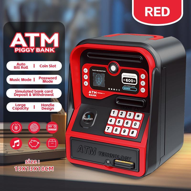 Children's Electric Piggy Bank with Fingerprint Password and Automatic Money Rolling Feature