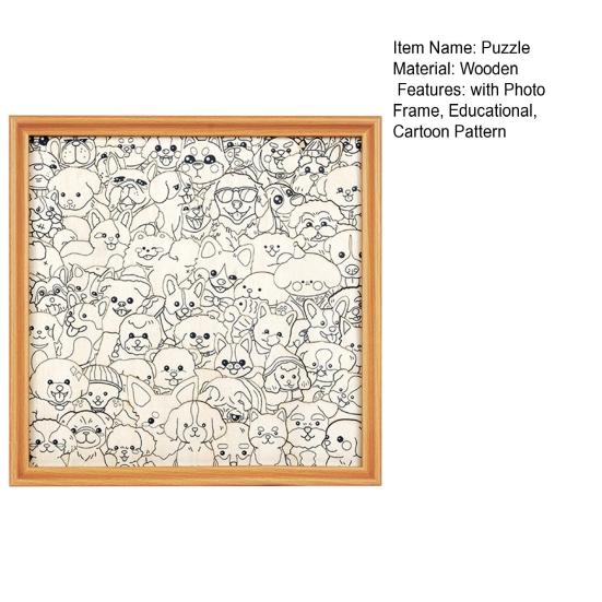 Wooden Dog Coloring Puzzle Kit DIY Paintable Puppy Jigsaw Puzzle Frame with Marker Pens Glue