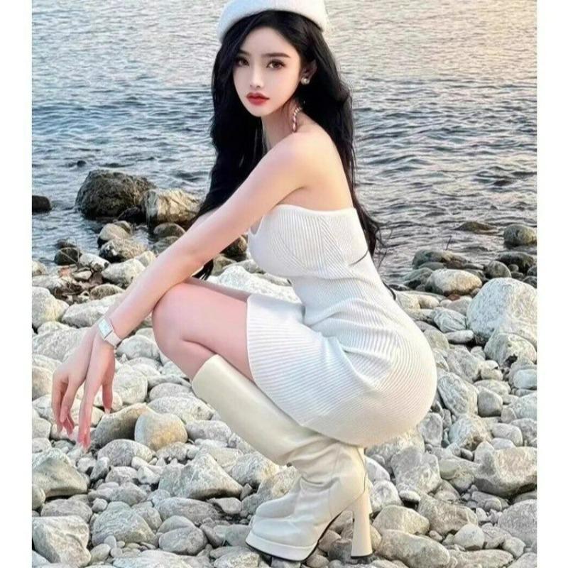 Small Thick-soled High-heeled Long Tube Thin Boots Women's New Square-heeled Thick-heeled Knight Boots Rear Zipper Long Boots