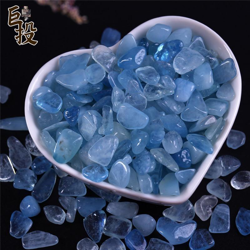Natural Aquamarine Crushed Stone: Beryl Aquarium Decor & Children's Science Treasure