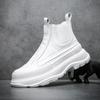 Herrenmode Beste Mode Lederstiefel Herbst Neu Dicksohlige Leichte Hohe Stiefel High-Top Trend Lässige Weiße Schuhe Chelsea Boots