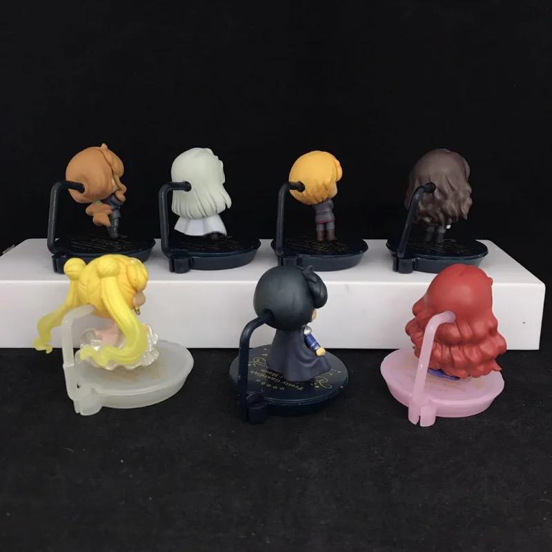 7pcs/set Anime Sailor Moon Anniversary Dark Kingdom Ver Kawaii Action Figure Collectible Model Toys Doll Kids Gift PVC 25th Poseable Articulated Scale