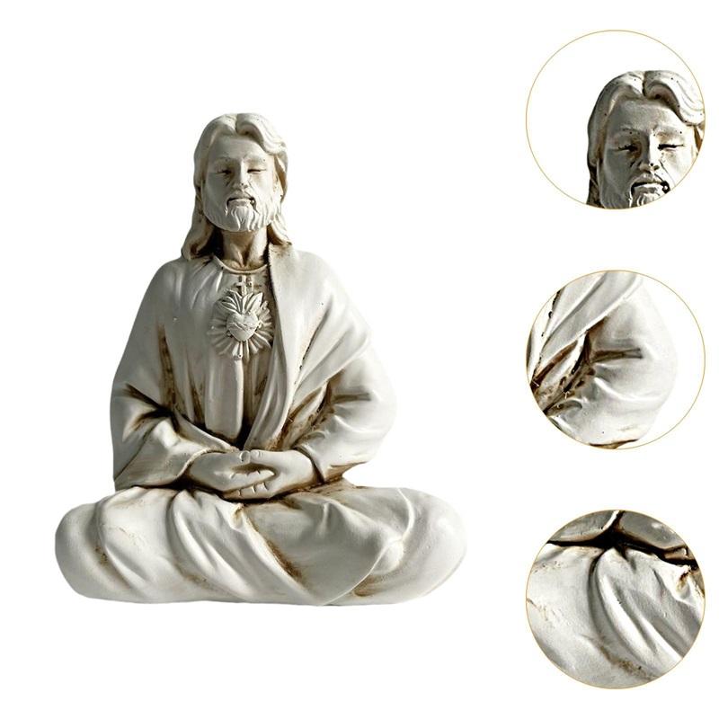 Meditating Jesus Figurine Decorative Traditional Xmas Collection 4.3x3.5inch
