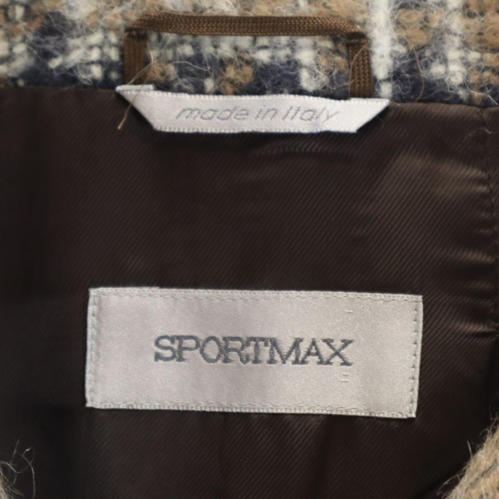 Sportmax Check Pattern Wool Blend Long Coat 36 Beige Women Used