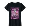 Lustiges Damen-T-Shirt: Feministisch, angetrieben von Kaffee und feministischer Wut