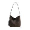 Leopard Print Bag Women'S Canvas Shoulder Shopping Bag Large Capacity Class Commuter Tote Bag