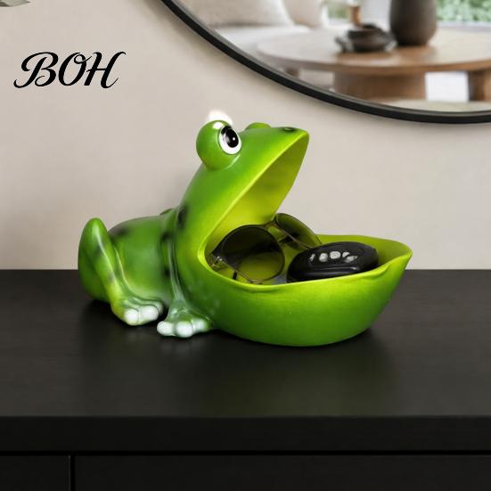 Grappige Huisdecoratie Cartoon Kikker Opbergkom, Hars Beeldje Sleutelhouder, Decoratieve Organizer Schaal voor Hal Woonkamer Bureau