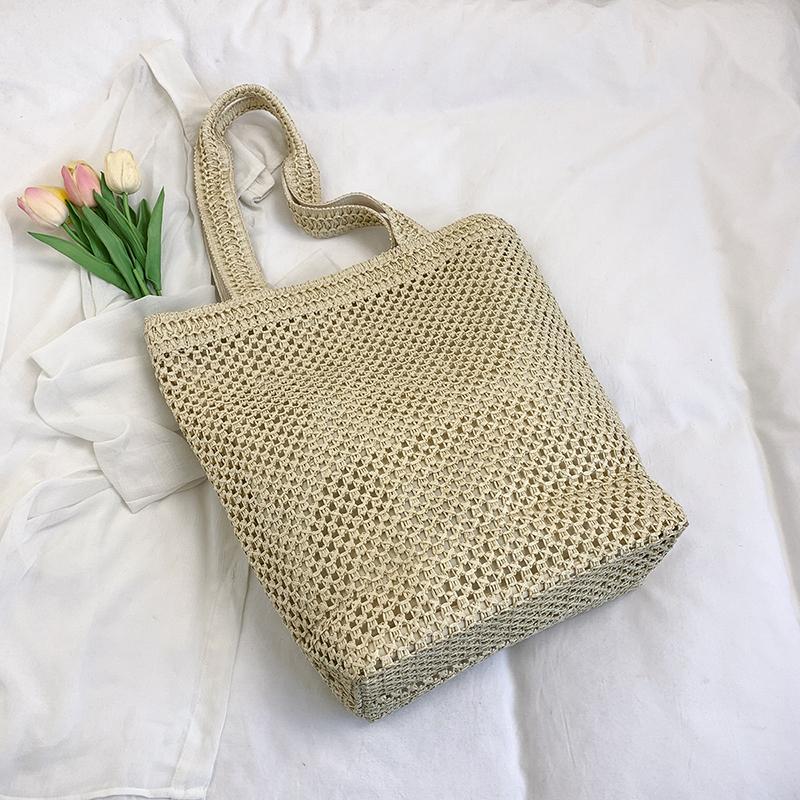 Mesh Tote Bag Women Summer Beach Handbag with Bold Lettering Casual Everyday Shopping Bag