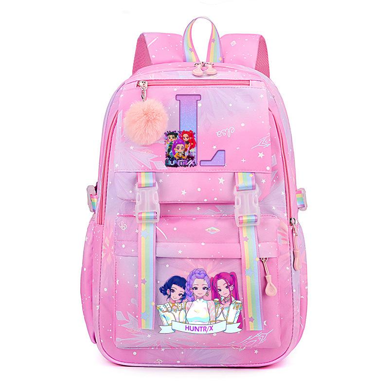Anime Cartoon Letter Print Small Fresh Rainbow Backpack Korean Version Trend Student Large Capacity Schoolbag
