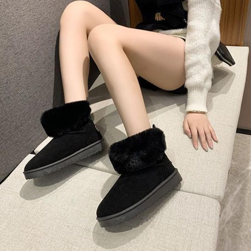 Fashion Winter Fleece-Lined Warm Solid Color Snow Boots for Women Platform New Rock Waterproof Non Slip Y2k Large Size Goth Woman Shoes