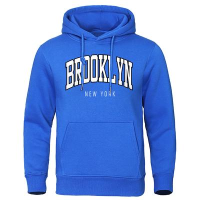 New York Brooklyn Hip Hop Letter Mens Hoodie Loose Casual New Hoody Warm Fleece Streetwear Personality Fashion Men Sweatshirt