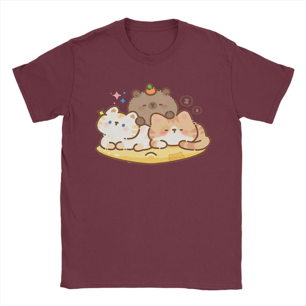 Fun Capybara Cute Animal T-Shirt Male  Streetwear Pure Cotton T-Shirts Beach Breathable Hipster Tees Wholesale Oversized Clothes