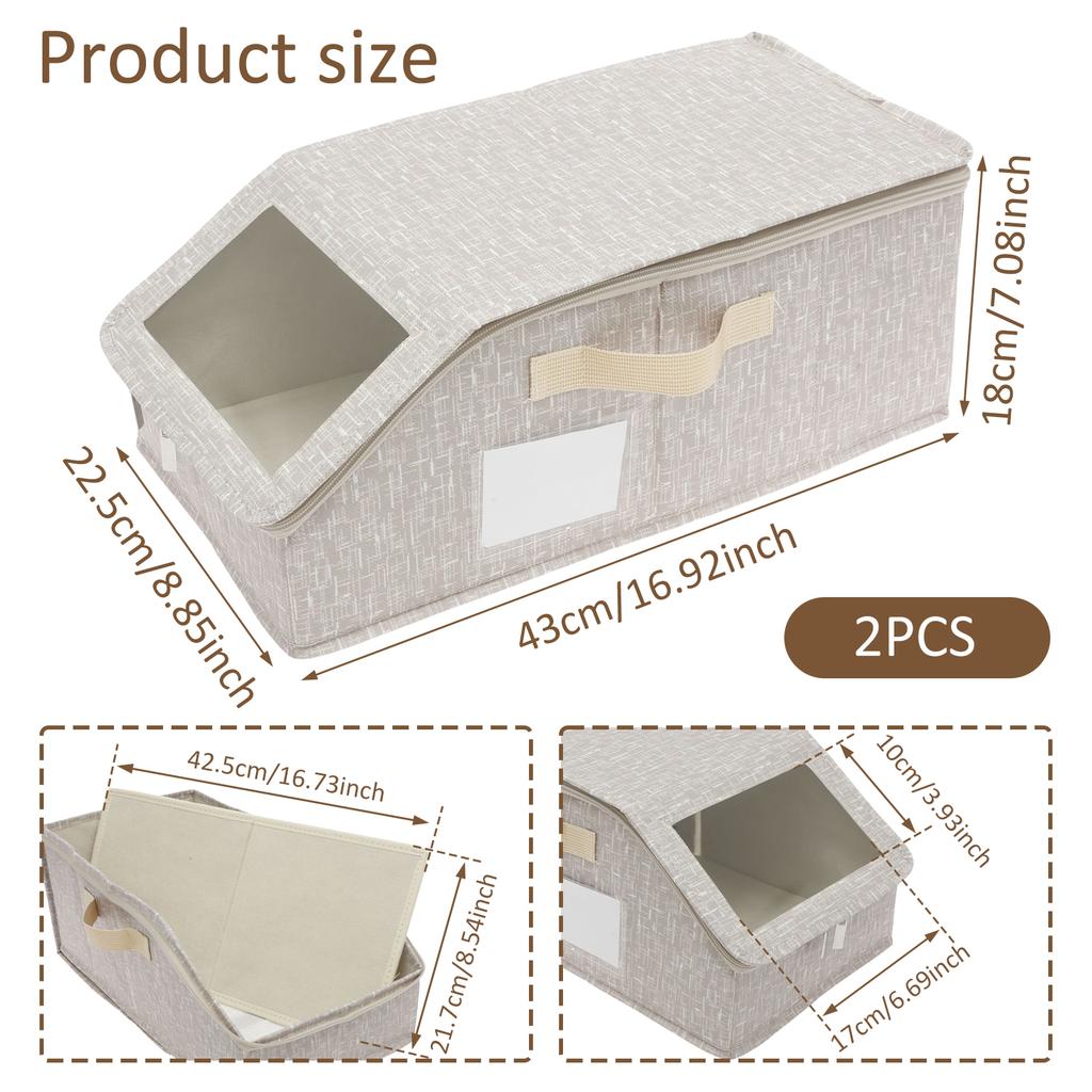 2Pcs Nonwoven Hat Storage Box Large Capacity Dustproof Baseball Caps Box with Transparent Window for Bedroom Closet Organizer