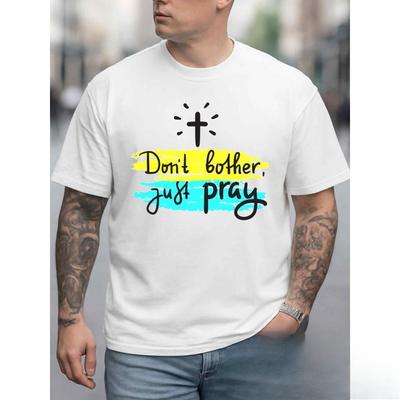 European Sizes Pray Faith T-Shirt Christianity T Shirts Funny T Shirts Men's White Hip-hop Streetwear All-season Fitness Tops