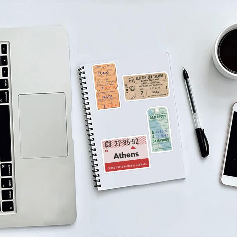 40Pcs Retro Traveling Boarding Check Graffiti Stickers Boarding Pass Sticker Luggage Suitcase Laptop Decals