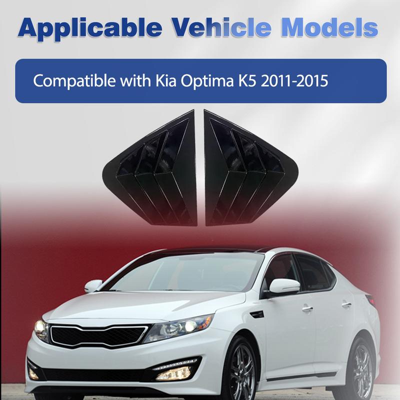 For Kia Optima K5 2011-2015 Rear Side Window Louvers Air Vent Scoop Shades Cover Trim Glossy Black/ Carbon Fiber Black