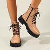 Stivali da Donna di Alta Qualità in Pelle Verniciata Stivaletti Moda Stringati Piattaforma Stivali di Lusso Firmati per Donna Caviglia Botas