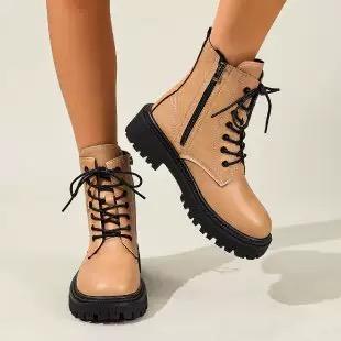 Stivali da Donna di Alta Qualità in Pelle Verniciata Stivaletti Moda Stringati Piattaforma Stivali di Lusso Firmati per Donna Caviglia Botas