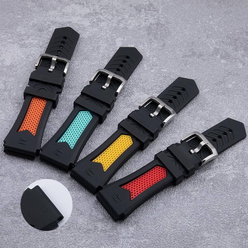 22mm Soft Breathable Two-Tone Rubber Universal Watchband For TAG Strap For HEUER MONACO CARRERA Watch Band Bracelet Pin Buckle