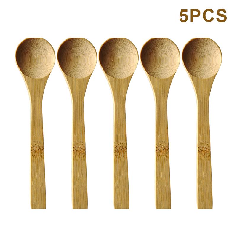 5Pcs Wooden Honey Spoon Ecofriendly Household Tableware Bamboo Kitchen Condiment Scoop Coffee Spoon Dessert Spoon Teaspoon