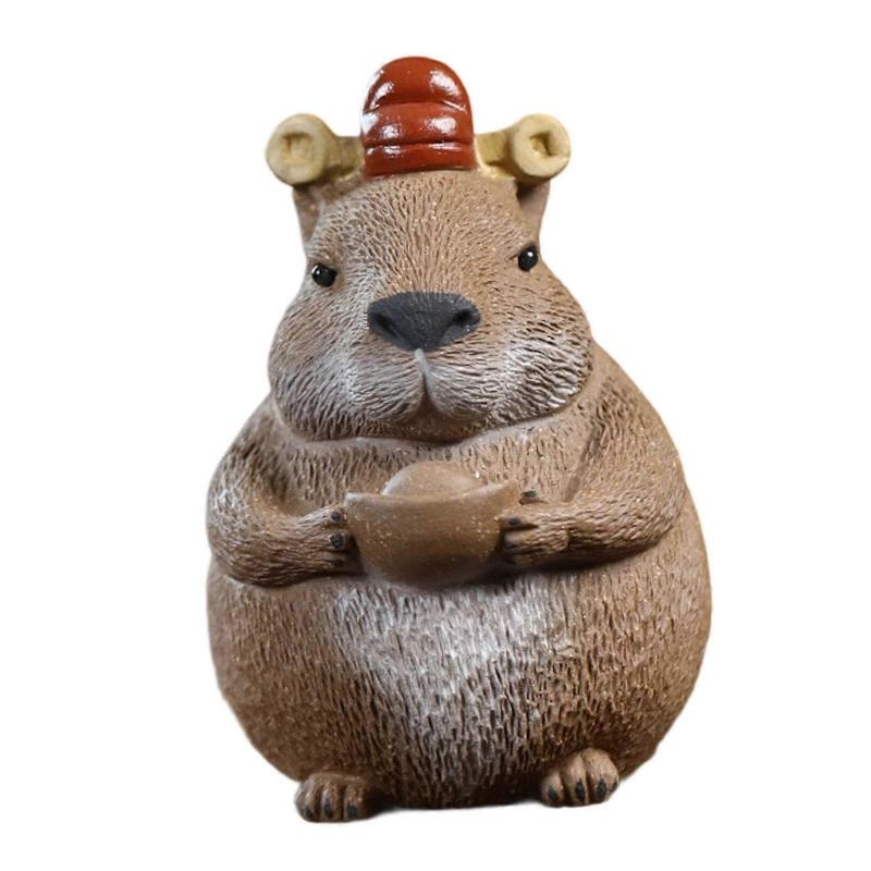 Capybara Figurine Animal Statue Tea Pet for Desk Bookshelf Living Room