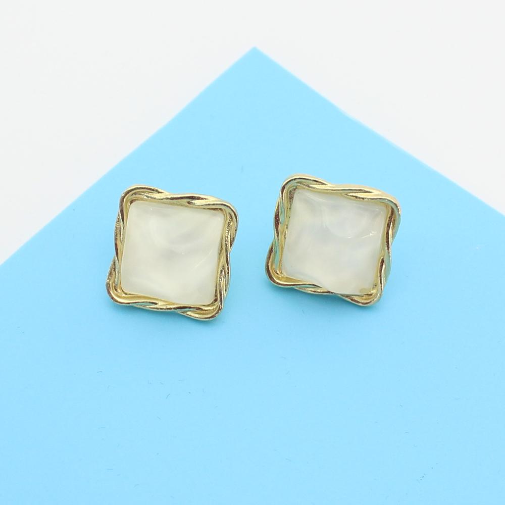 

Uneven Square Resin Water Ripple Stud Earring for Women Korean Style Simple Geometry Zircon Brincos Girl Gift