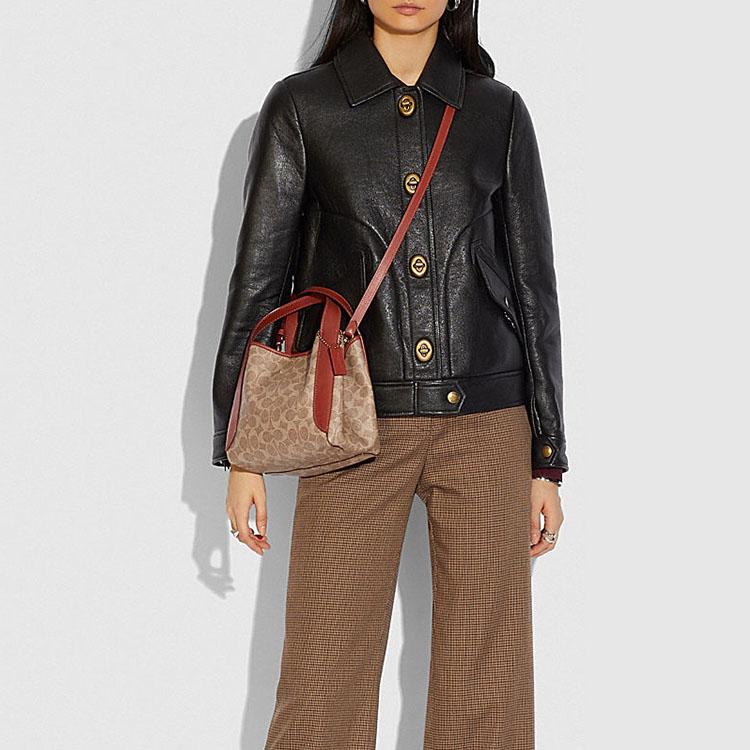 COACH Hadley Coated Canvas With Leather Handbag Medium Women's Old Rose & Yellow & Rusty 79251-B4NQ4