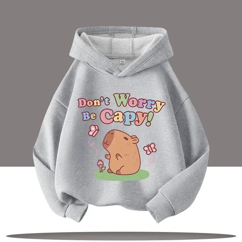 Autumn and Winter Warm Children's Hoodie Capibara Koala Pattern Girls' Hoodie Pullover Comfortable Children's Top