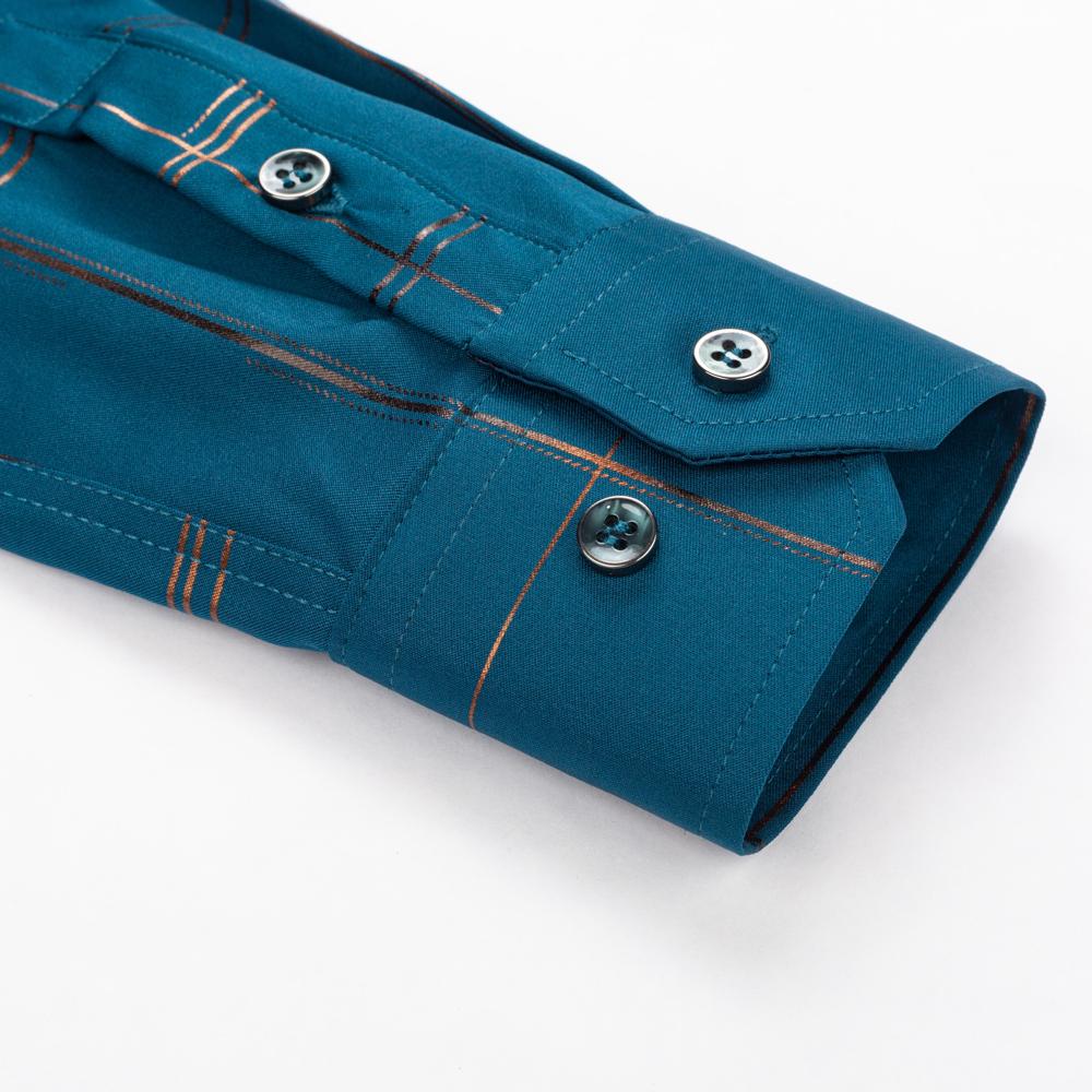 Stripe Print Casual Button Up Long Sleeve Easy-Care Shirt With Chest Pocket, Slightly Stretch Men's Semi-formal Dress Shirts