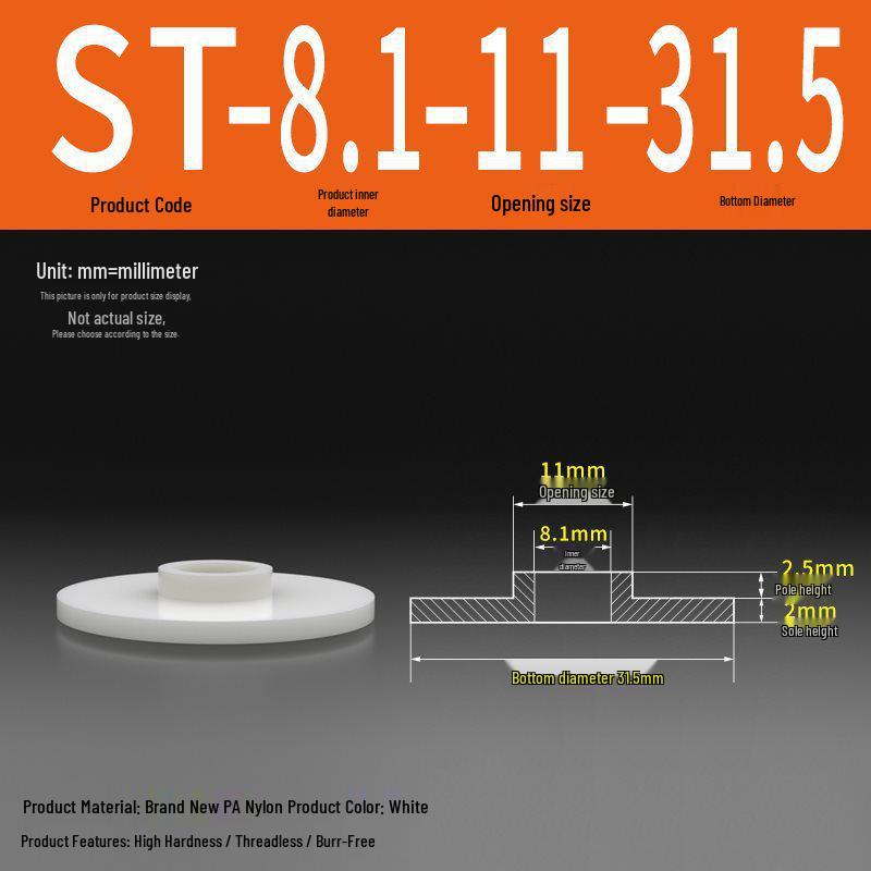 T-förmige Nylon-Unterlegscheibe: Konvex-Konkave Schraubwellenhülse, Stufen-Kunststoffscheibe, Nylonbuchse, Isolierkapsel ST2-ST35