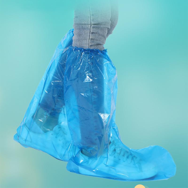 10Pairs Durable Waterproof Disposable Rain Shoe Covers High-Top Boot Waterproof and Pollution Prevention Anti-Slip PE Material