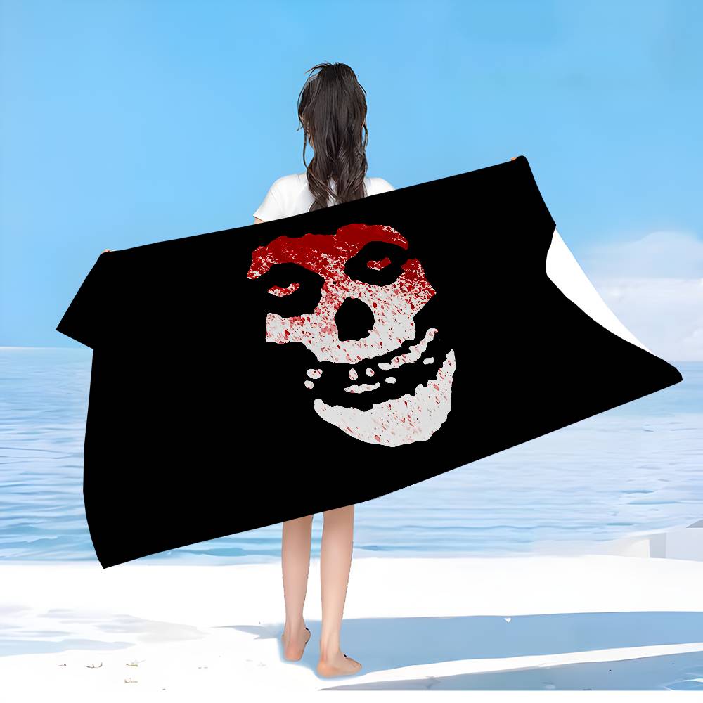 Classic Punk Band The M-Misfits Beach Towel Colorful Bath Towels for Girl Microfiber Quick Dry Custom Sand Free Beach Gym Pool
